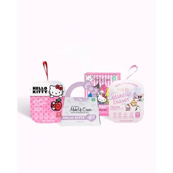 NIB Hello Kitty Makeup Eraser Full 4-Piece Set Sanrio Collab 7-Day Sets - Picture 13 of 16